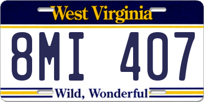 WV license plate 8MI407