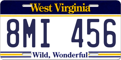 WV license plate 8MI456