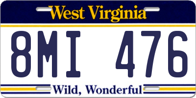 WV license plate 8MI476