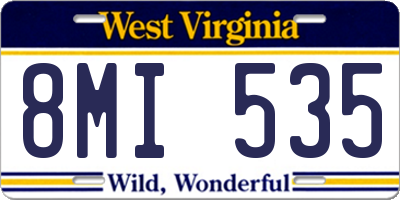 WV license plate 8MI535