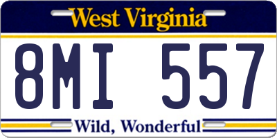 WV license plate 8MI557