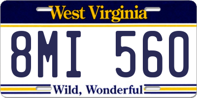 WV license plate 8MI560