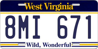 WV license plate 8MI671
