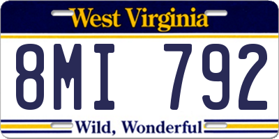 WV license plate 8MI792