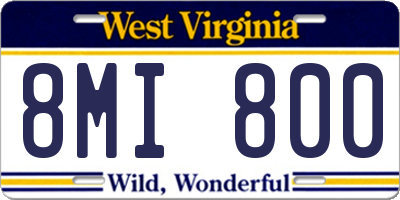 WV license plate 8MI800