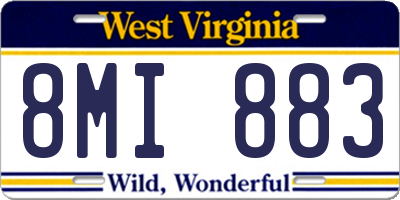 WV license plate 8MI883