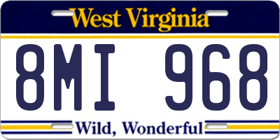 WV license plate 8MI968