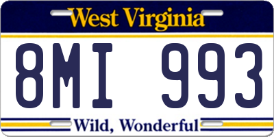 WV license plate 8MI993