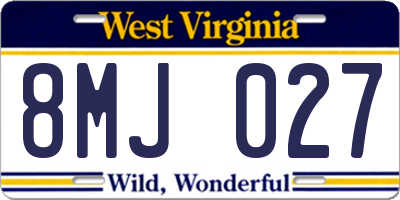 WV license plate 8MJ027