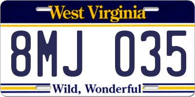 WV license plate 8MJ035