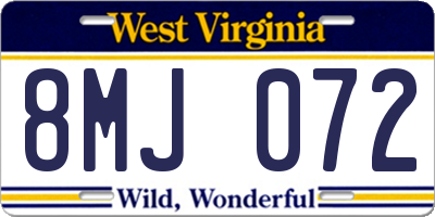 WV license plate 8MJ072