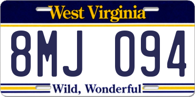 WV license plate 8MJ094