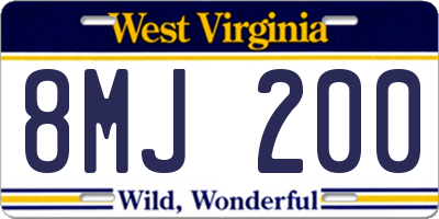 WV license plate 8MJ200