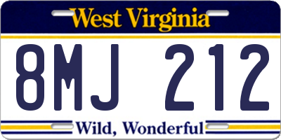 WV license plate 8MJ212