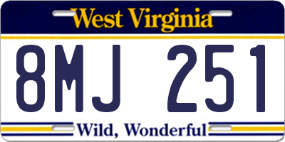 WV license plate 8MJ251