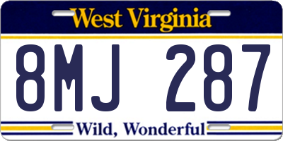 WV license plate 8MJ287