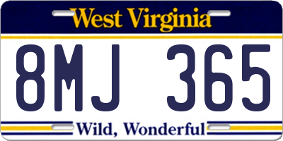 WV license plate 8MJ365