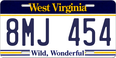 WV license plate 8MJ454