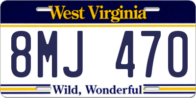 WV license plate 8MJ470