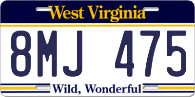 WV license plate 8MJ475