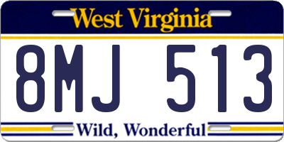 WV license plate 8MJ513