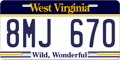 WV license plate 8MJ670