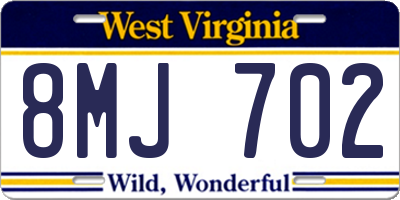 WV license plate 8MJ702