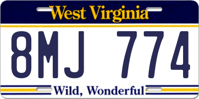 WV license plate 8MJ774