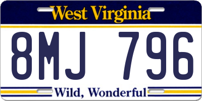 WV license plate 8MJ796
