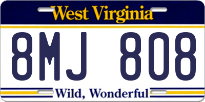 WV license plate 8MJ808