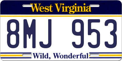 WV license plate 8MJ953