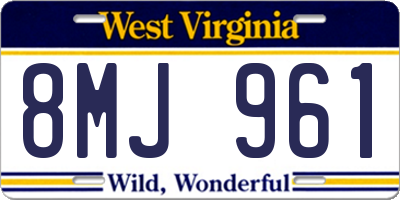 WV license plate 8MJ961