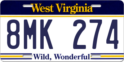 WV license plate 8MK274