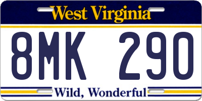 WV license plate 8MK290