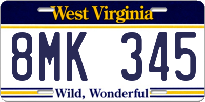 WV license plate 8MK345