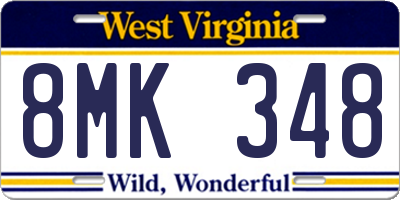 WV license plate 8MK348