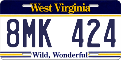 WV license plate 8MK424