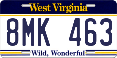 WV license plate 8MK463