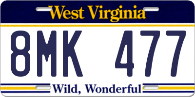 WV license plate 8MK477