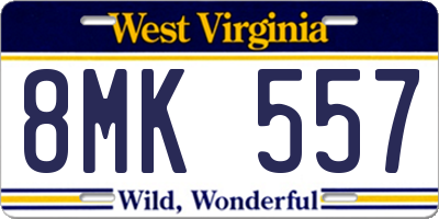 WV license plate 8MK557