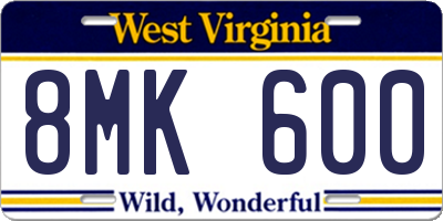 WV license plate 8MK600