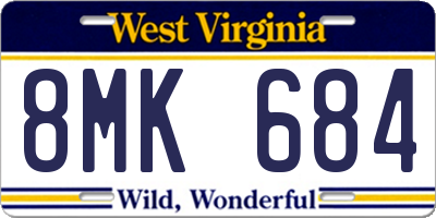 WV license plate 8MK684