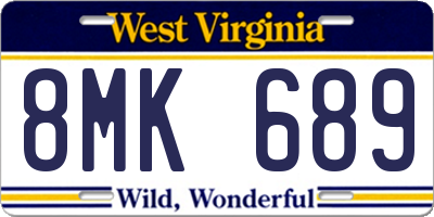 WV license plate 8MK689