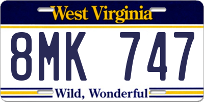 WV license plate 8MK747