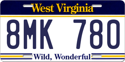 WV license plate 8MK780