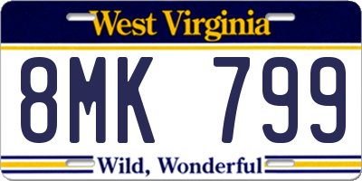 WV license plate 8MK799