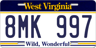 WV license plate 8MK997