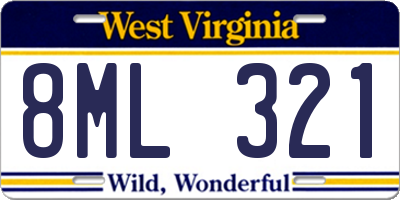 WV license plate 8ML321