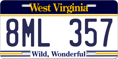WV license plate 8ML357