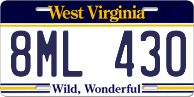 WV license plate 8ML430